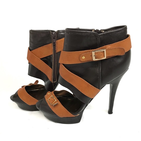 N.Y.L.A. Chocolate Brown Criss Cross Booties - Picture 6 of 7